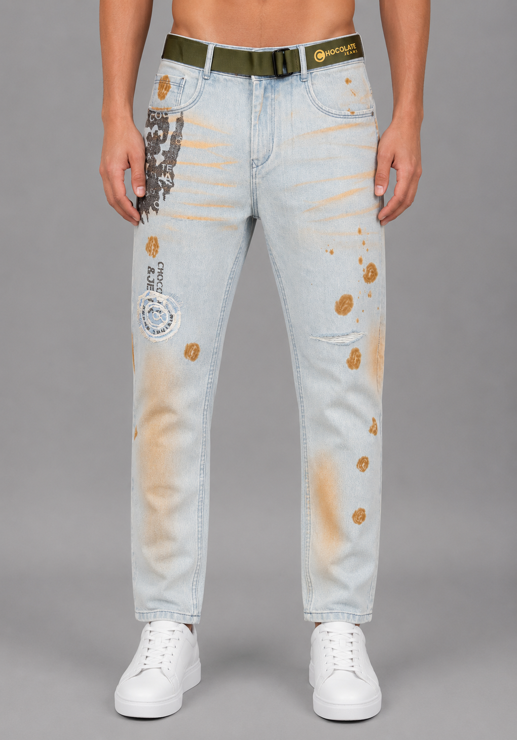 Enamel Stud Straight-Fit Front - Branded Jeans Wholesale Market in Ahmedabad
